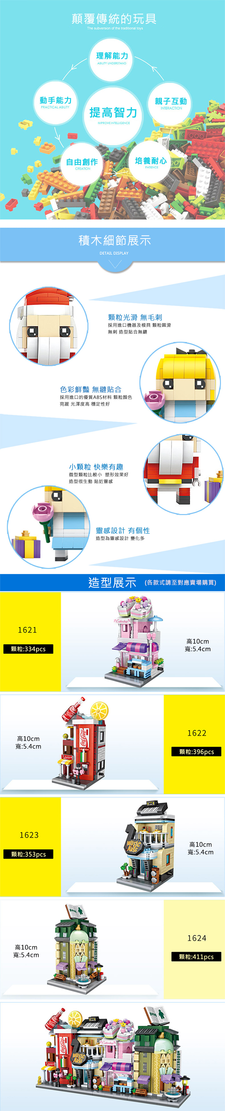 LOZ mini 鑽石積木-1621-1624 街景系列