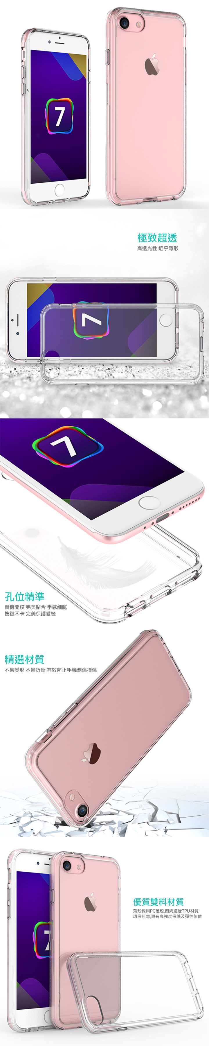 Ip7 7lu 適用 機 種 apple iphone 7 / 8 4 . 7 吋 材質 pc tpu 使用 方式 半 複式 顏色